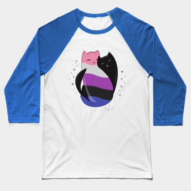 Genderfluid Cat LGBT Pride Flag Baseball T-Shirt by Psitta